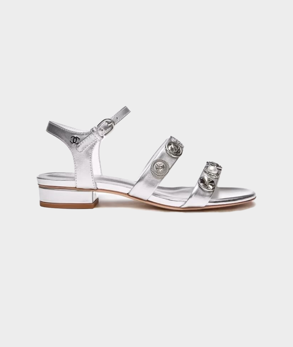 Silver Ankle Sandals (Sold Out) - Sodas Empire